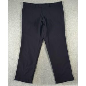 SENE Dress Pants Mens 46x36 Black Microfiber Straight Leg Flat Front Business